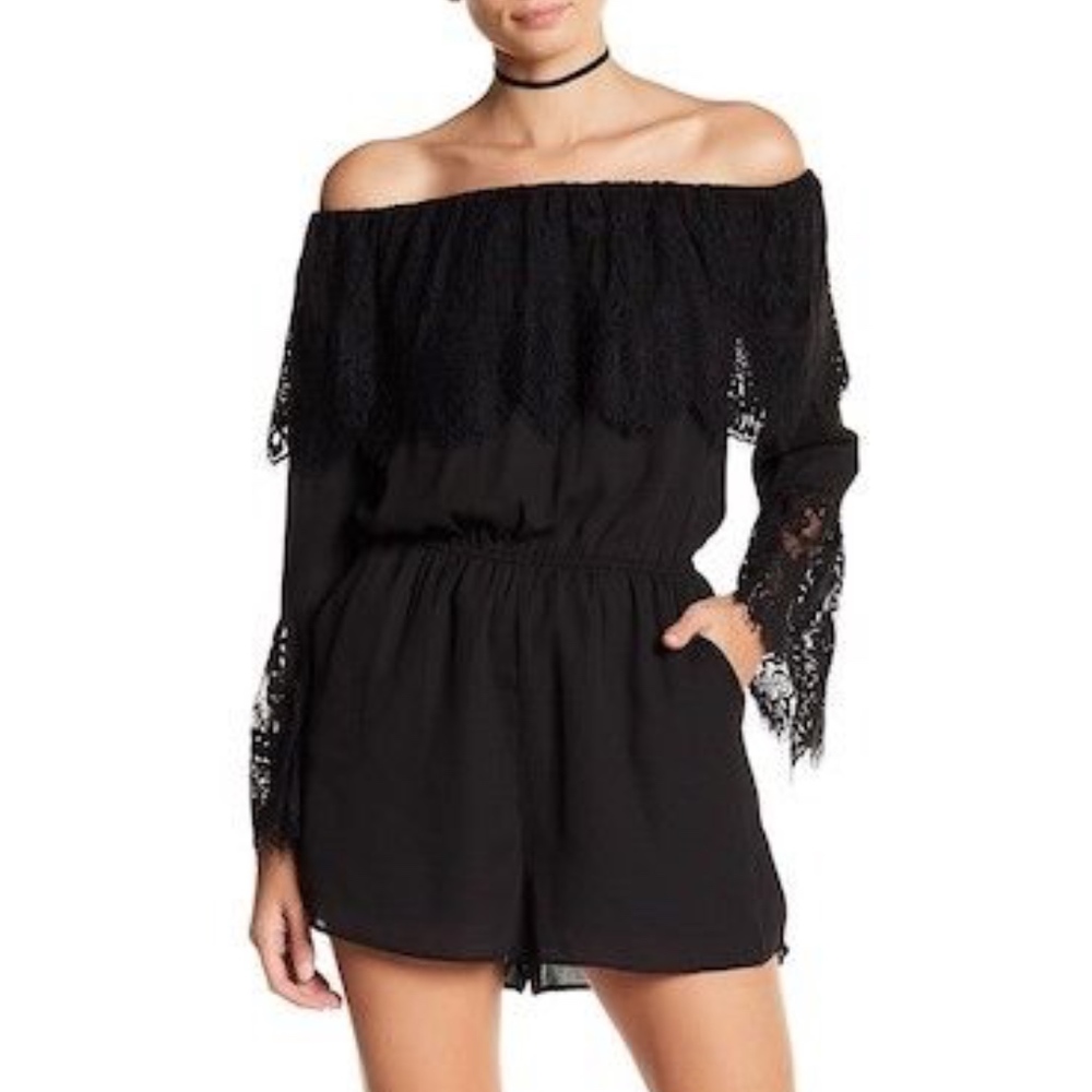 BB Dakota Large Cavell Shorts Romper Black Lace
